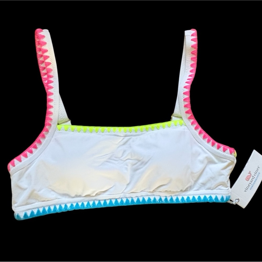 NWT Vineyard Vines White Bikini Top w/ Neon Crocheted Trim​